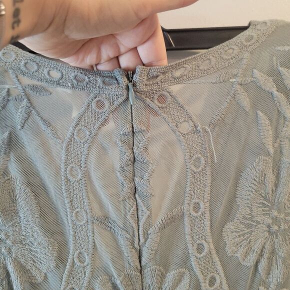 Wishlist Sage Green Lace Maxi Romper Event Graduation Dress Size Large - Picture 5 of 11